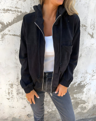 Maya™ | Corduroy Kapuschongjacka med Dragkedja